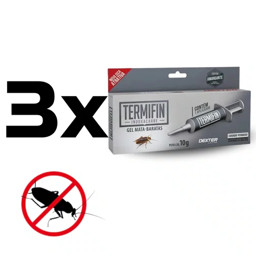 3 Unidades Termifin Mata Baratas Seringa 10g