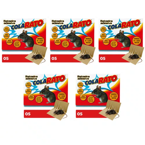 5 Ratoeira Adesiva Cola Pega Gruda Armadilha Rato 25X18cm