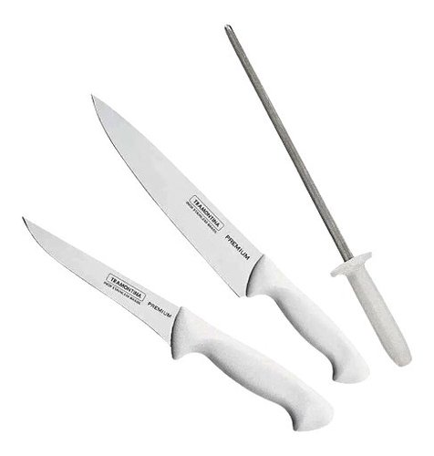 Conjunto Inox 2 Facas + 1 Chaira - Tramontina