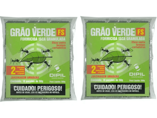 Kit 2 Formicida Isca Grão Verde Formigas Insetos Jardim 500g