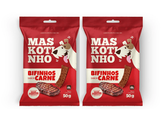 Kit 2 Petisco Maskotinho Bifinho Para Cães Sabor Carne