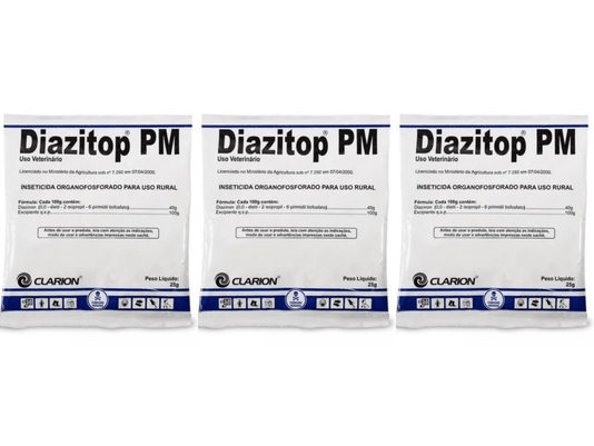 Kit 3 Diazitop PM Diazinon Inseticida Mata Mosca Rural 25g