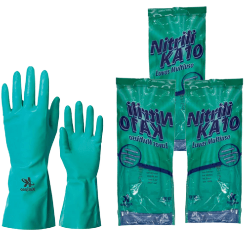 Kit 3 Pares Luva Nitrílica Forrada Verde Kalipso Tamanho M