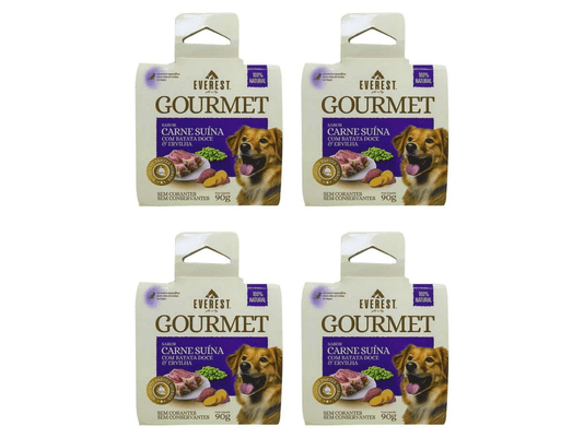 Kit 4 Un Ração Cães Gourmet Carne Suína Batata Doce Ervilha