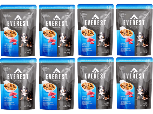 Kit 8Un Ração Cães Filhotes Gourmet Cubos Carne ao Molho 100g