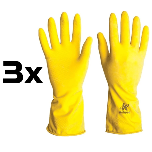 Kit 3 Luva látex Amarela multiuso