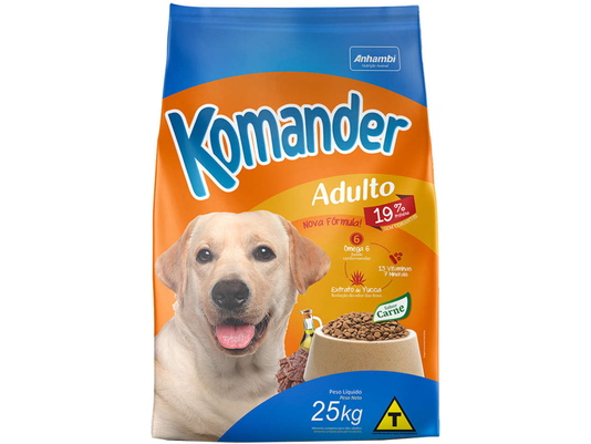 Ração Seca Cães Adultos Komander Carne 25Kg