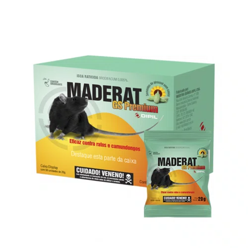 Raticida Maderat GS Premium 20gr Isca Rato Dose Unica Dipil