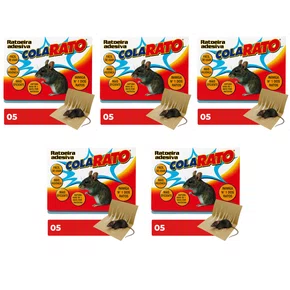 5 Ratoeira Adesiva Cola Pega Gruda Armadilha Rato 25X18cm