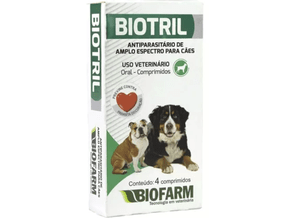 Biotril Cães 4 Comprimidos Antiparasitário Biofarm