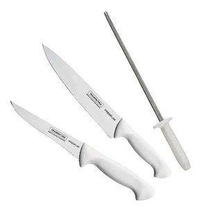 Conjunto Inox 2 Facas + 1 Chaira - Tramontina