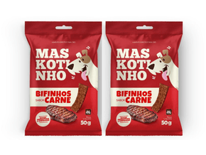 Kit 2 Petisco Maskotinho Bifinho Para Cães Sabor Carne