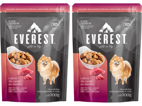 Kit 2 Un Ração Cães Adultos Gourmet Cubos Carne Raças Pequenas/Mini 100g