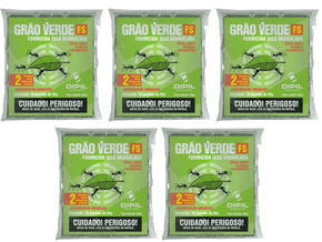 Kit 5 Formicida Isca Grão Verde Formigas Insetos Jardim 500g