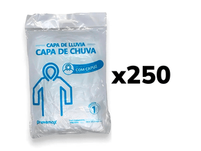 Kit Capa de Chuva Descartável - Com Capuz (250 Unidades)